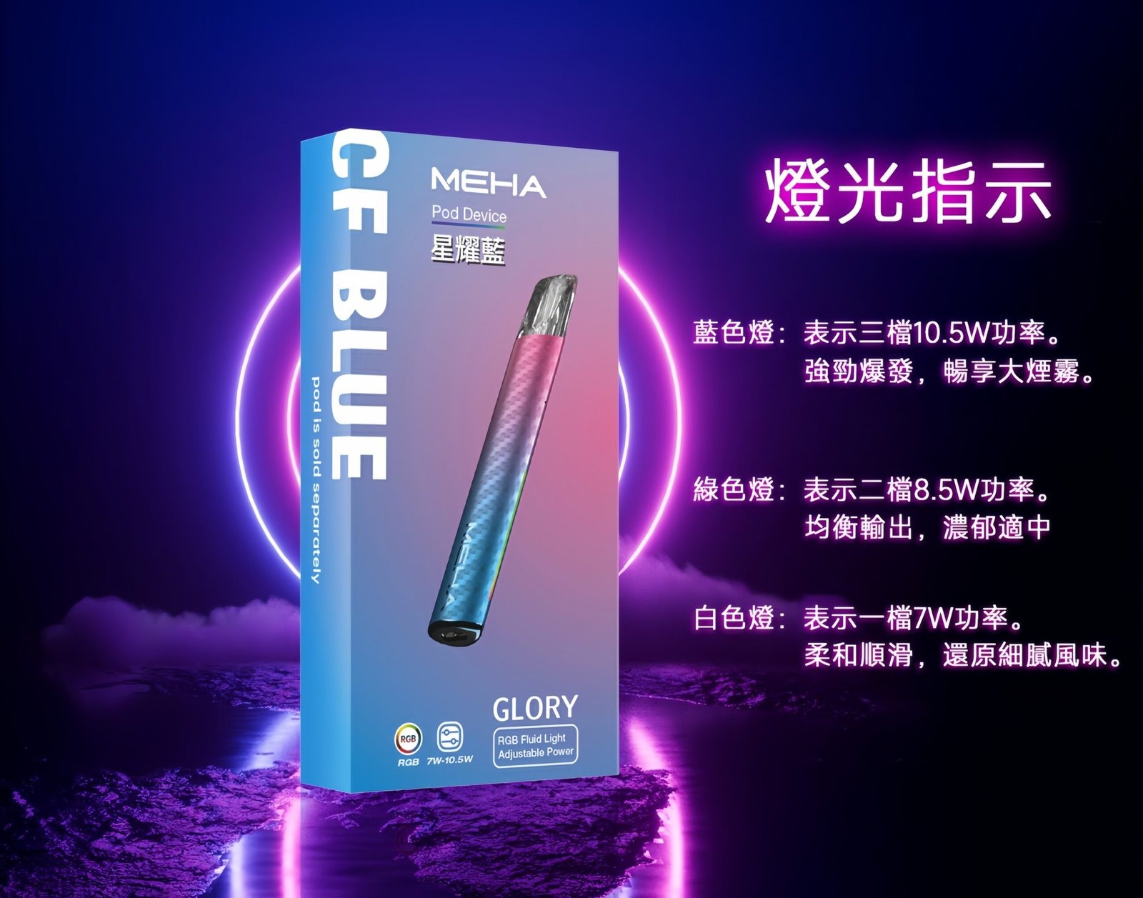 魅嗨MEHA 一代可調三檔主機 星耀升級款｜450mAh 通用一代煙彈-thumb-9